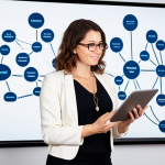 **

"A confident marketing professional, possibly female, standing in front of a network diagram or flowchart.  She's dressed professionally, maybe holding a tablet.  The diagram highlights connections between expertise, soft skills, personal branding, and networking opportunities (conferences, LinkedIn).  Bright, optimistic lighting.  Style: Modern, clean, emphasizing success."

**
