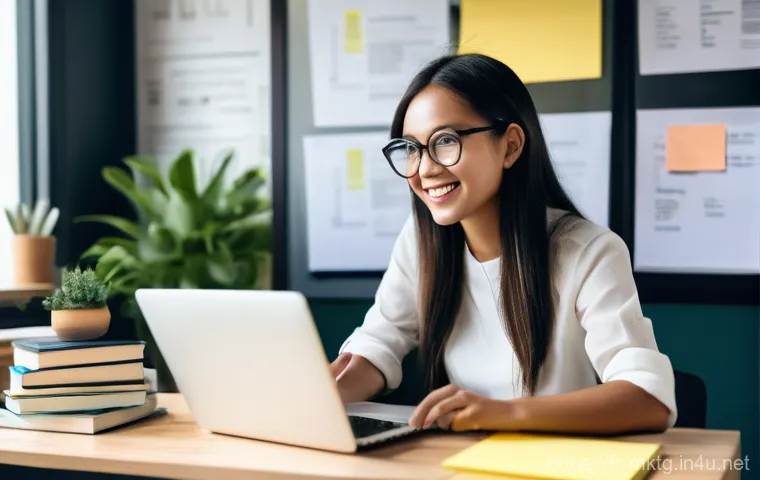 마케팅관리사 취득 후 SNS 마케팅 활용법 - **Prompt 1: The Aspiring Digital Marketer Finding Her Niche**
    "A young, determined woman in her ...